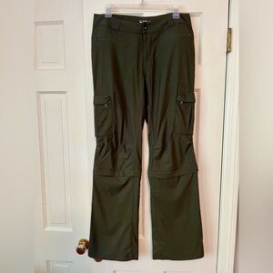 REI Women’s Convertible Cargo Hiking Safari Pants, Charcoal gray color.